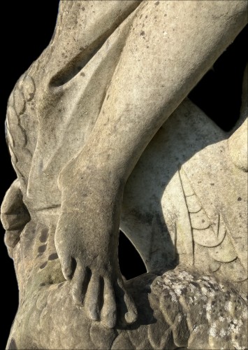 Antiquités - Amphitrite et Poseidon, importante statue de parc en marbre 