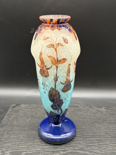 Le verre Français Schneider - Grand vase Art nouveau Fuchsias - Art nouveau