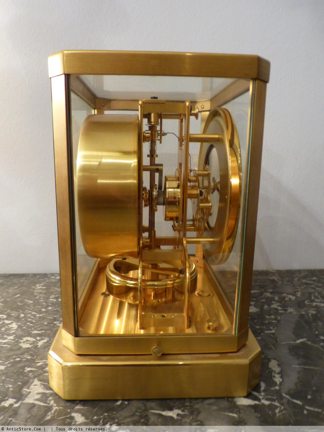 Pendule Atmos en bronze doré, Jaeger Lecoultre Suisse XXe siècle N.32516