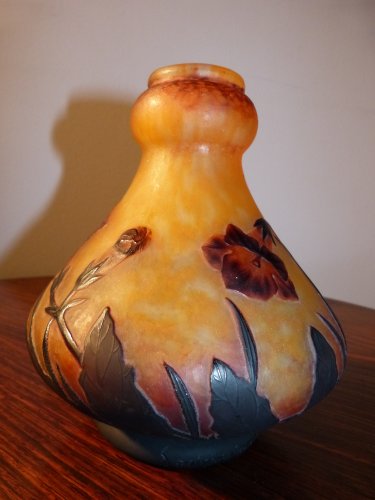 Daum Nancy, vase en verre gravé décor Fleur de Tabac - Galerie Vaudemont