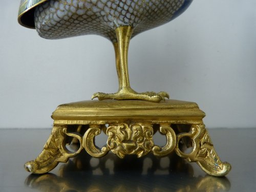 Paire de brûle parfum, Chine fin XVIIIe cailles en cuivre doré et émaux cloisonnés - Dynastie Qing, période Jiaqing - Galerie Vaudemont