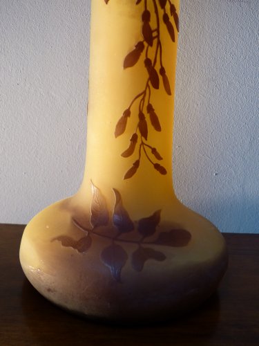 Verrerie, Cristallerie  - Emile Gallé - Grand vase Art Nouveau motif de Glycine