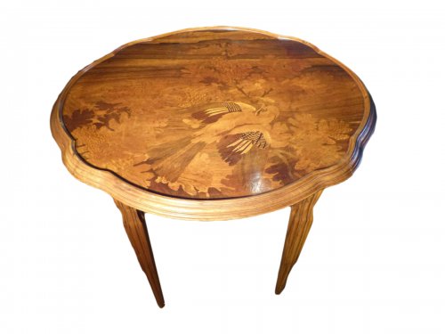 Emile Gallé, table basse Art Nouveau - Le geai des chênes