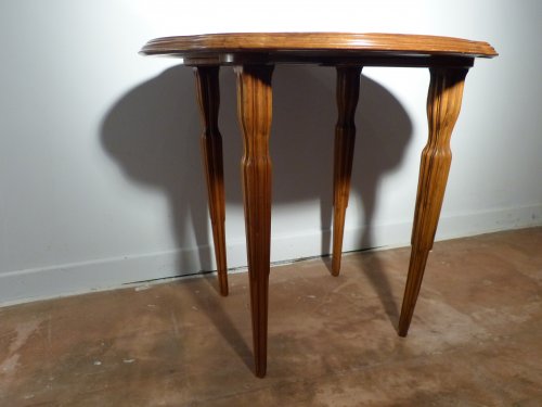 XXe siècle - Emile Gallé, table basse Art Nouveau - Le geai des chênes