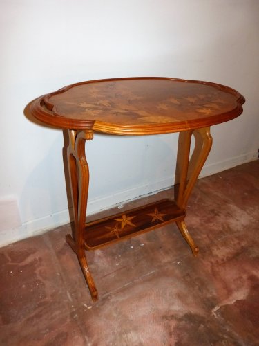 XXe siècle - Emile Gallé Table à deux plateaux signature japonisante