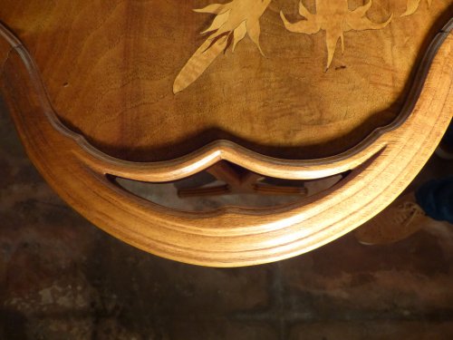 Antiquités - Emile Gallé Table à deux plateaux signature japonisante