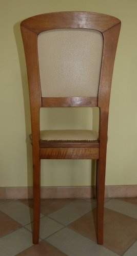 Art nouveau - Série de 10 chaises Art Nouveau en noyer décor Vigne