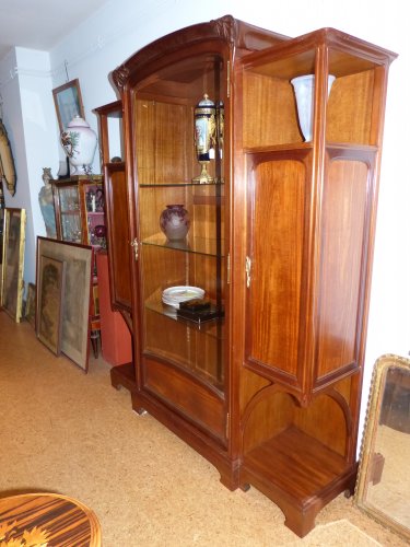 Art nouveau - Bibliothèque Vitrine Art nouveau en acajou