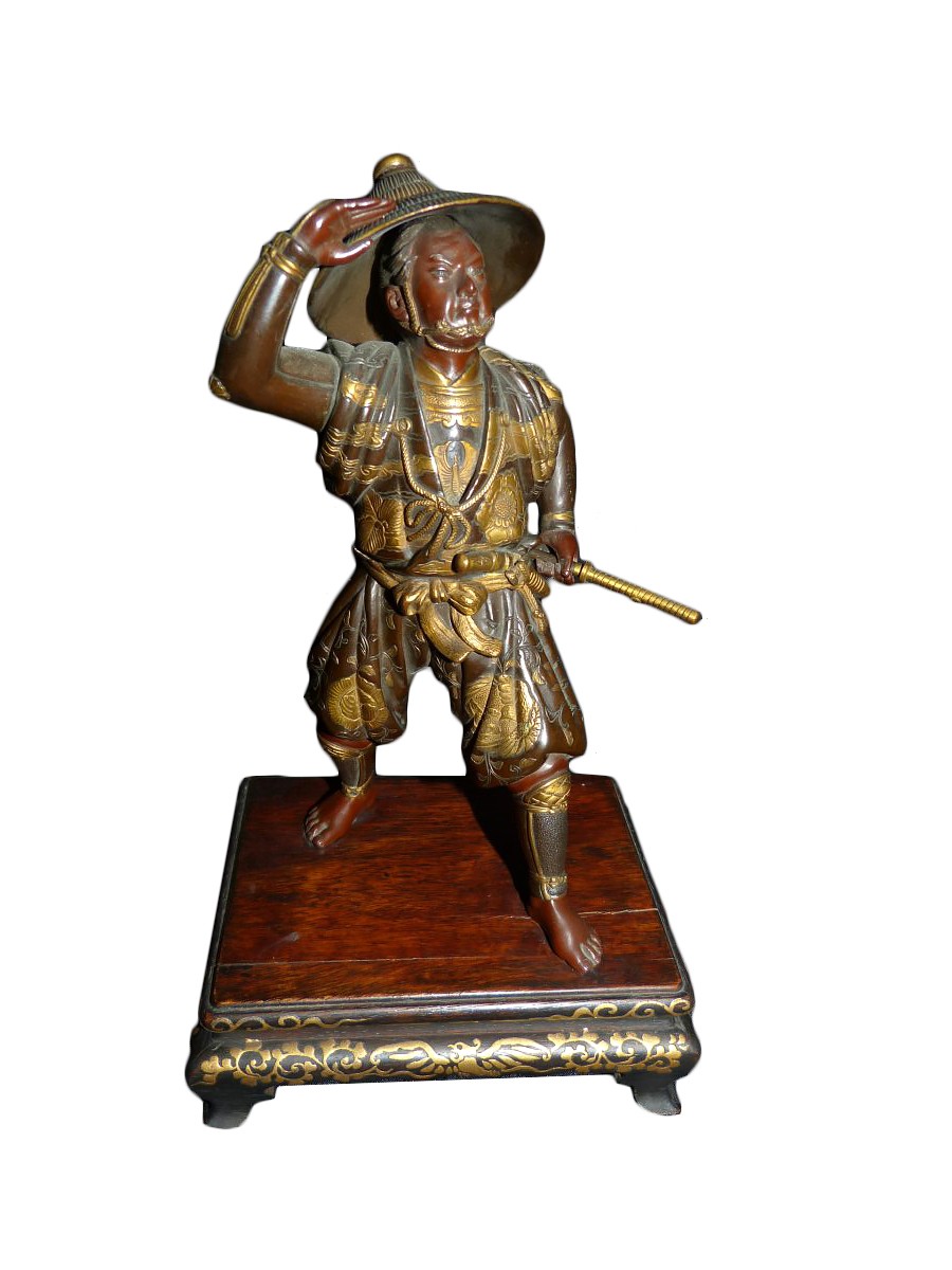 okimono samurai bronze japan meiji period signed miyao zo ref 64754