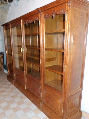 Mobilier Bibliothéque, vitrine - Large Bibliothèque Art nouveau Ecole de Nancy