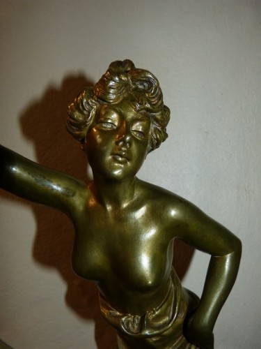 Antiquités - Emmanuel Villanis (1858-1914) - Lampe Art nouveau en bronze