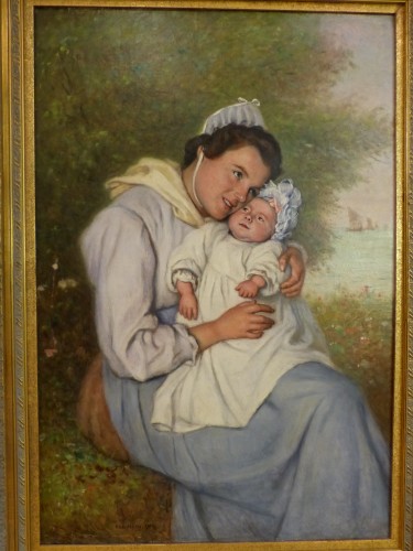 Jacques Eugène Feyen (1815-1908) - Mère et son enfant - Tableaux et dessins Style Art nouveau
