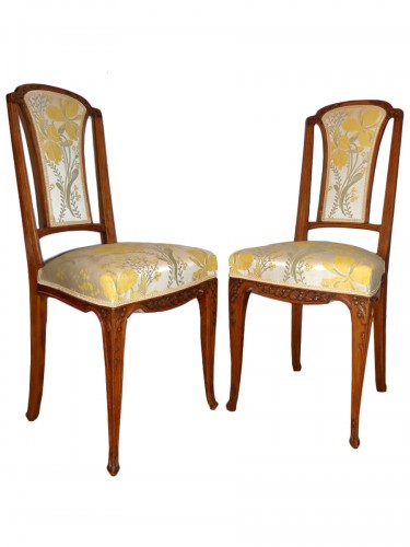 Louis Majorelle, paire de chaises Art nouveau modèle Aubépine