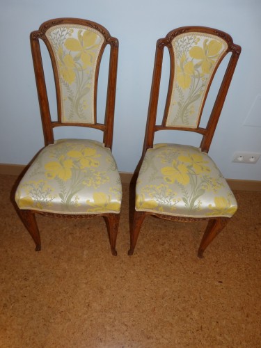 Louis Majorelle, paire de chaises Art nouveau modèle Aubépine - Sièges Style Art nouveau