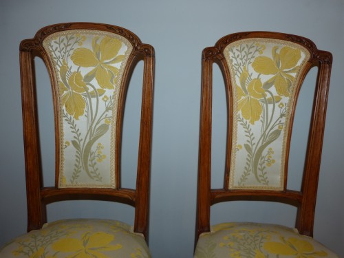 XXe siècle - Louis Majorelle, paire de chaises Art nouveau modèle Aubépine
