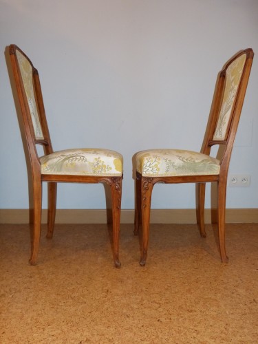 Art nouveau - Louis Majorelle, paire de chaises Art nouveau modèle Aubépine