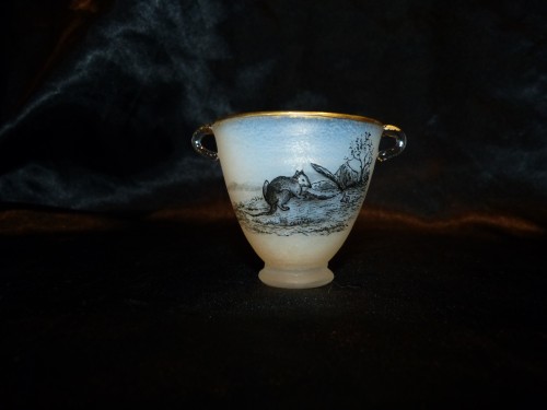 Daum, vase miniature en verre givré et gravé - Verrerie, Cristallerie Style Art nouveau