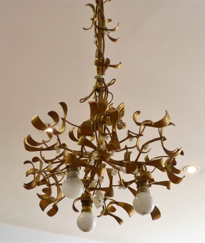 Luminaires Lustre - Lustre Art nouveau Boule de Gui en bronze