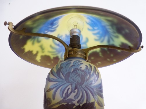 Art nouveau - Emile Gallé  - Lampe Champignon aux Chrysanthèmes