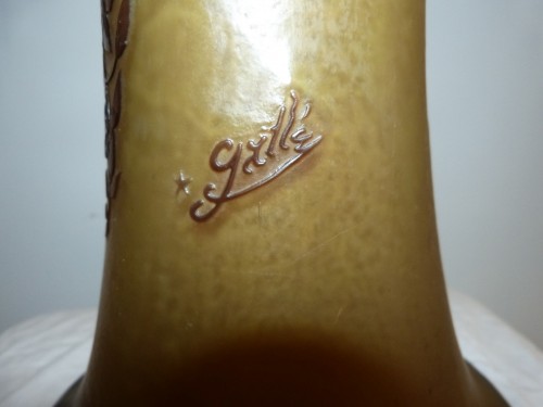 XXe siècle - Etablissements Gallé - Très grand vase aux Glycines