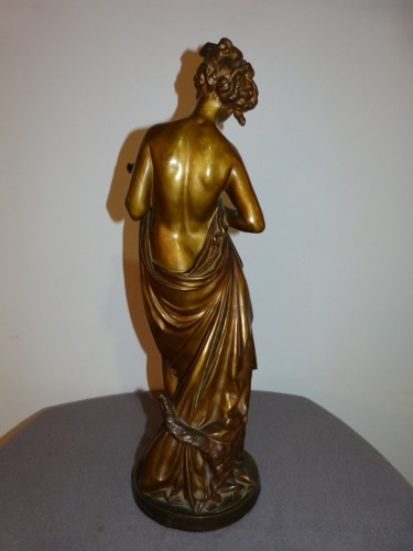 Sculpture Sculpture en Bronze - Louis Robert Carrier-Belleuse (1848-1913) - Élégante au chat