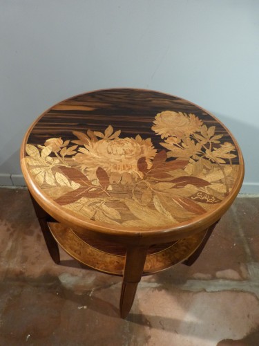 Emile Gallé Nancy - Table basse aux pivoines - Art nouveau