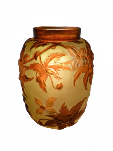 Gallé circa 1925 - Grand vase aux clématites