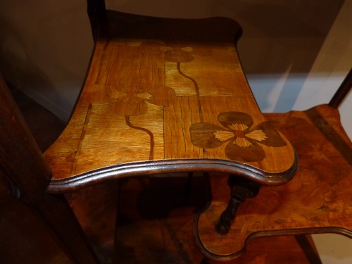 Antiquités - Emile Gallé, petit meuble étagère décor pavots
