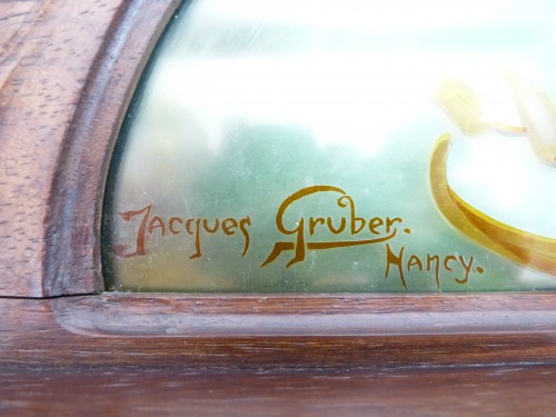 Antiquités - Jacques Grüber - Console d'applique motif Orchidées Art nouveau