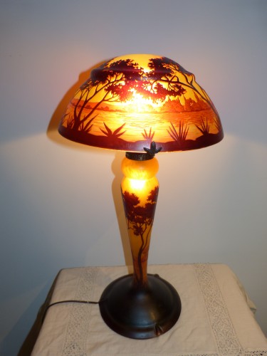 Luminaires Lampe - Daum Nancy, lampe Art nouveau au paysage