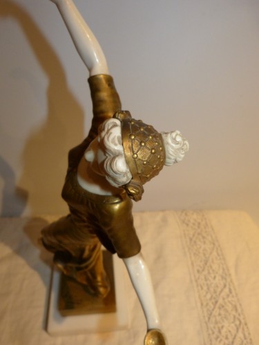 Gustavo Obiols sculpture chryséléphantine - Danseuse aux cymbales - Sculpture Style Art nouveau