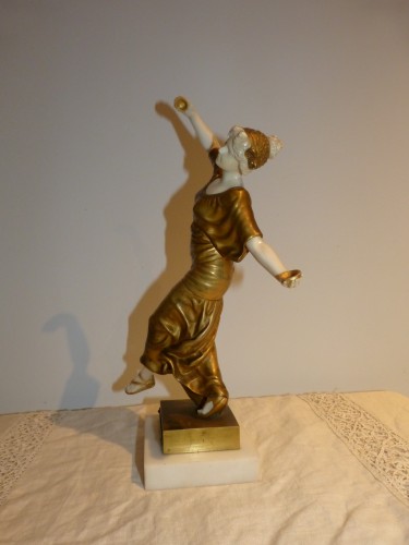Sculpture Sculpture en Bronze - Gustavo Obiols sculpture chryséléphantine - Danseuse aux cymbales