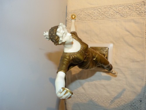 Gustavo Obiols sculpture chryséléphantine - Danseuse aux cymbales - Art nouveau