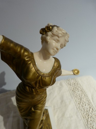 Antiquités - Gustavo Obiols sculpture chryséléphantine - Danseuse aux cymbales