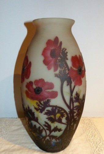 Müller Frères Lunéville Grand vase Art nouveau en verre gravé. - Verrerie, Cristallerie Style Art nouveau
