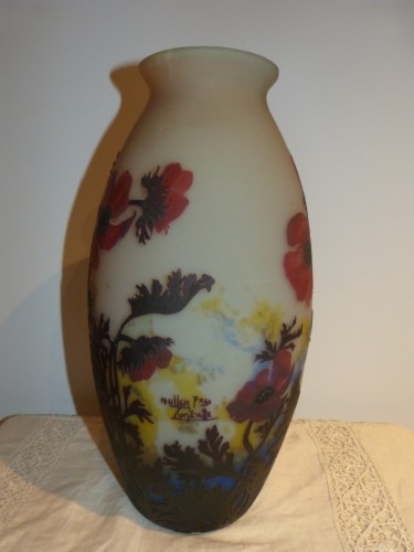 Müller Frères Lunéville Grand vase Art nouveau en verre gravé. - Galerie Vaudemont