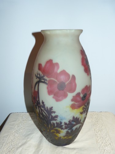 Müller Frères Lunéville Grand vase Art nouveau en verre gravé. - Art nouveau