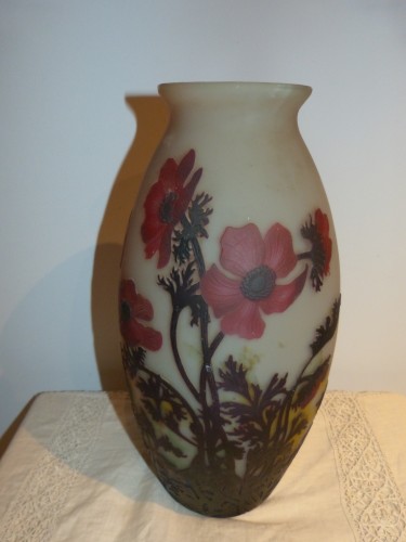 Art nouveau - Müller Frères Lunéville Grand vase Art nouveau en verre gravé.