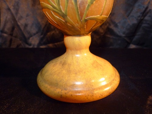 Art nouveau - Daum Nancy - Grand vase Gravé et émaillé au décor de Coréopsis
