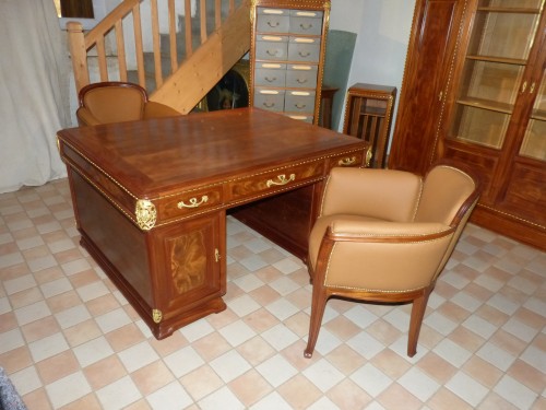 Mobilier Bibliothéque, vitrine - Louis Majorelle - Cabinet de travail Art nouveau bronzes dorés