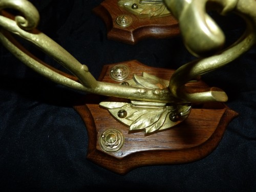 Objet de décoration  - Suite de trois patères porte-manteaux Art nouveau en bronze doré