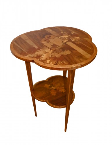 Emile Gallé - Small pedestal table with owls