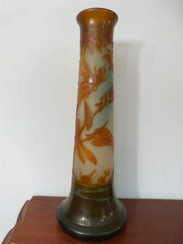 Art nouveau - Emile Gallé - Très grand vase aux Libellules