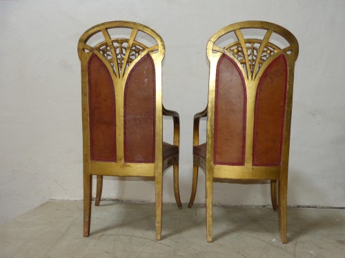 Paire de fauteuils Art Nouveau aux clématites - Louis Majorelle - Galerie Vaudemont