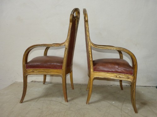 XXe siècle - Paire de fauteuils Art Nouveau aux clématites - Louis Majorelle