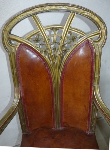 Antiquités - Paire de fauteuils Art Nouveau aux clématites - Louis Majorelle