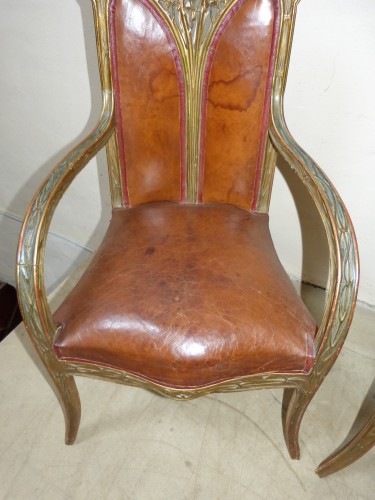 Antiquités - Paire de fauteuils Art Nouveau aux clématites - Louis Majorelle
