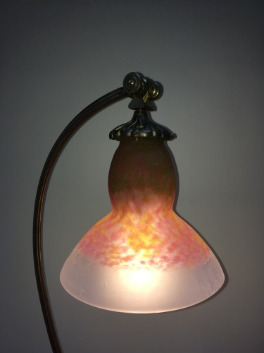 Daum Nancy - Grande lampe pied bronze - Art nouveau