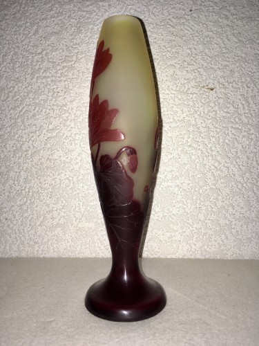 Art nouveau - Emile Gallé  - Vase aux Cyclamens Rouge et Jaune