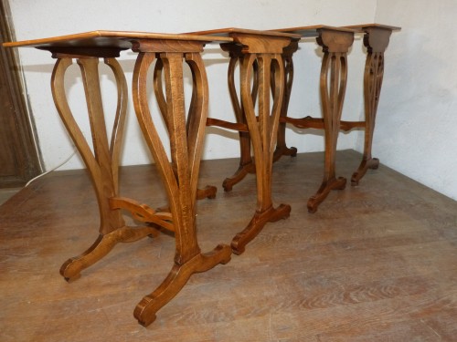 Antiquités - Emile Gallé - Série de tables gigognes Art nouveau